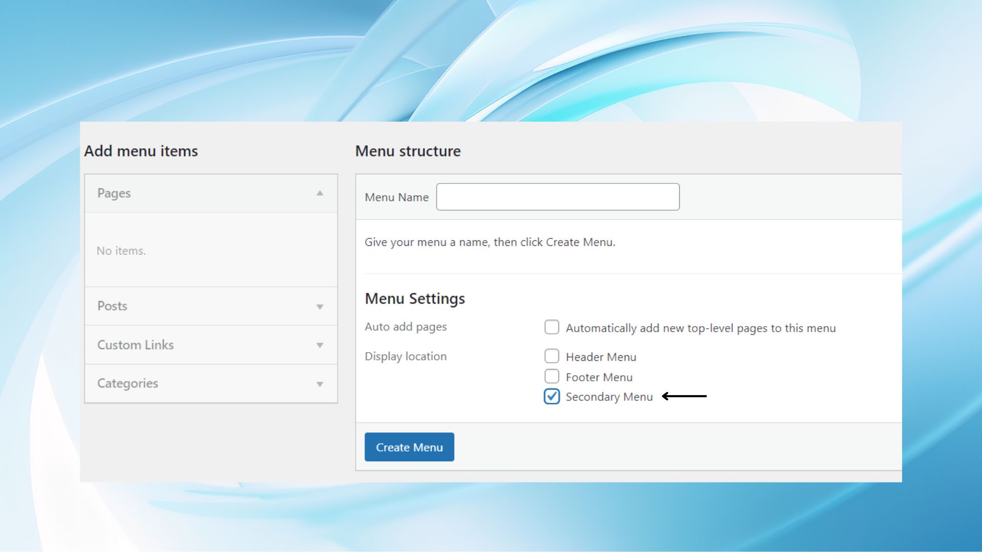 Creating a secondary menu in WordPress