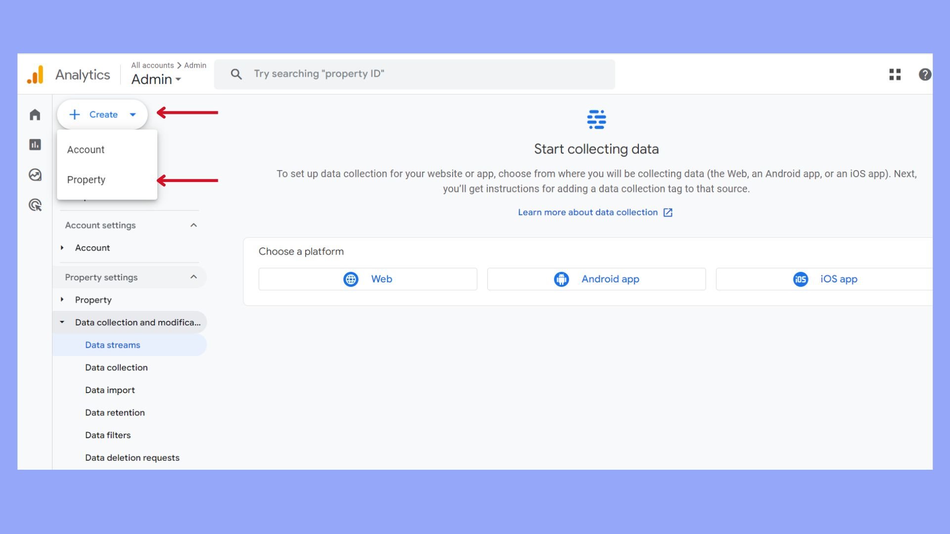 Google Analytics Add property