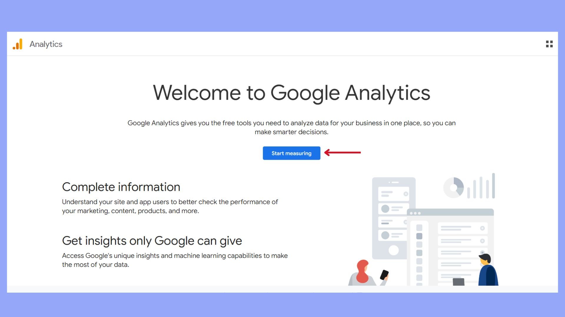Google Analytics start measuring