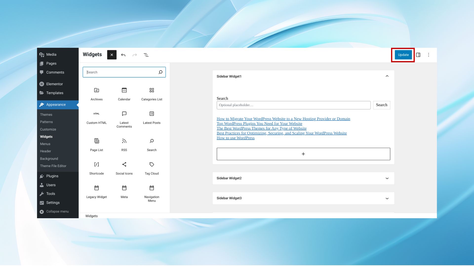 Cómo añadir widgets a WordPress