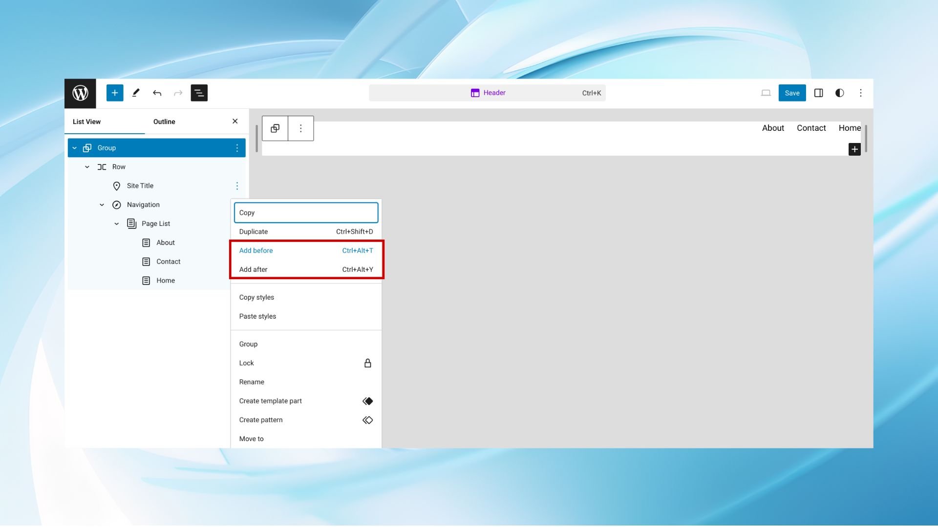 Cómo editar el encabezado en WordPress