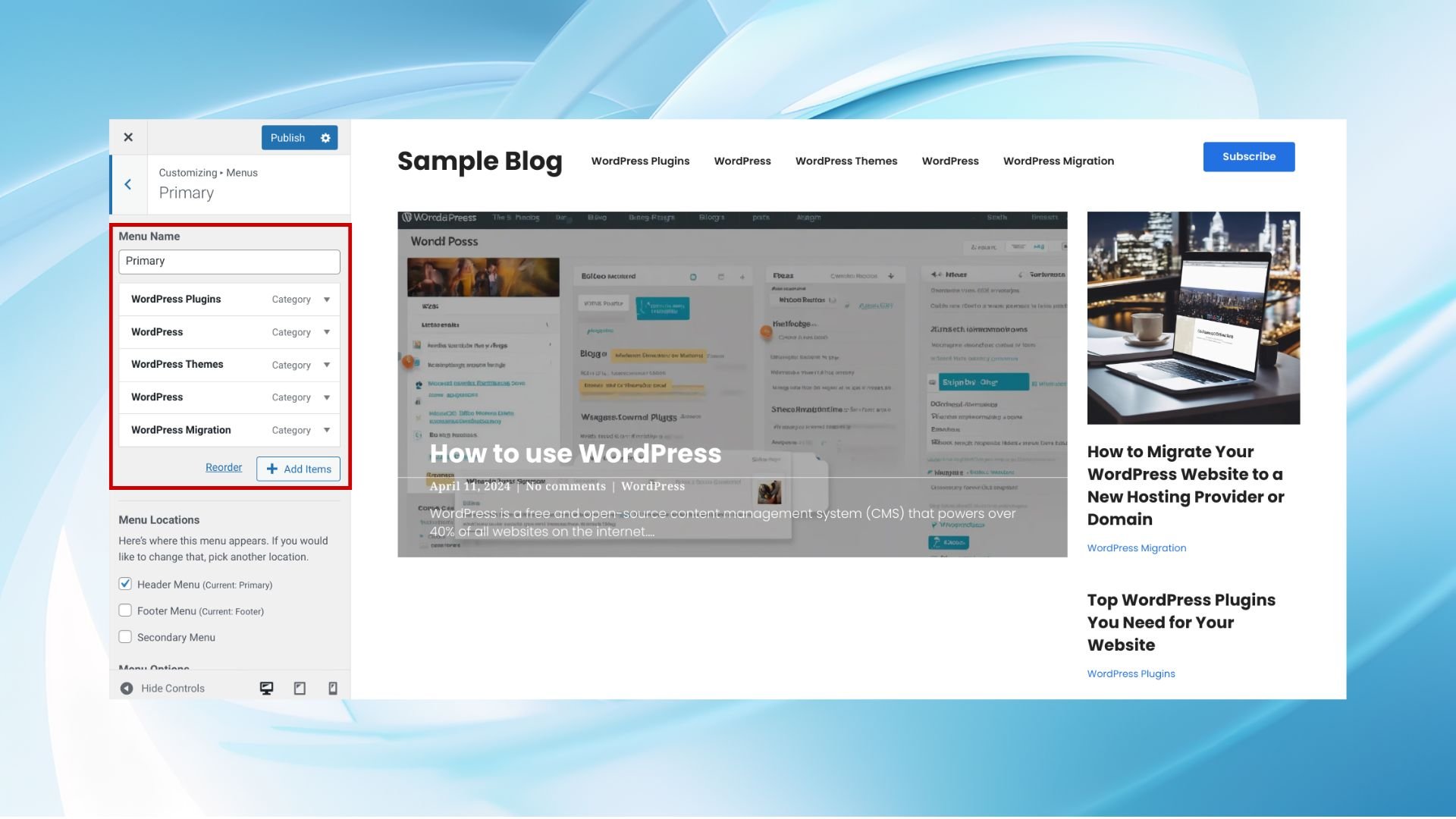 Cómo editar el encabezado en WordPress