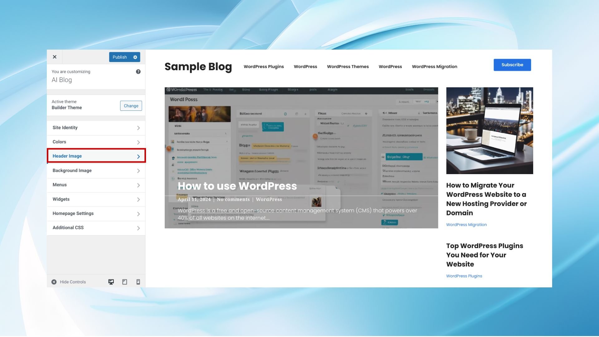 Cómo editar el encabezado en WordPress