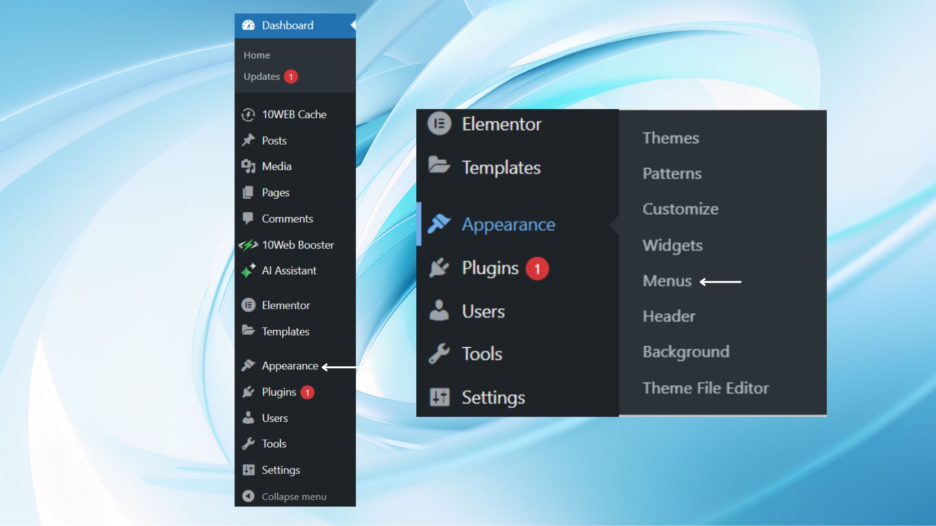 Linking to menu through WP dashboard