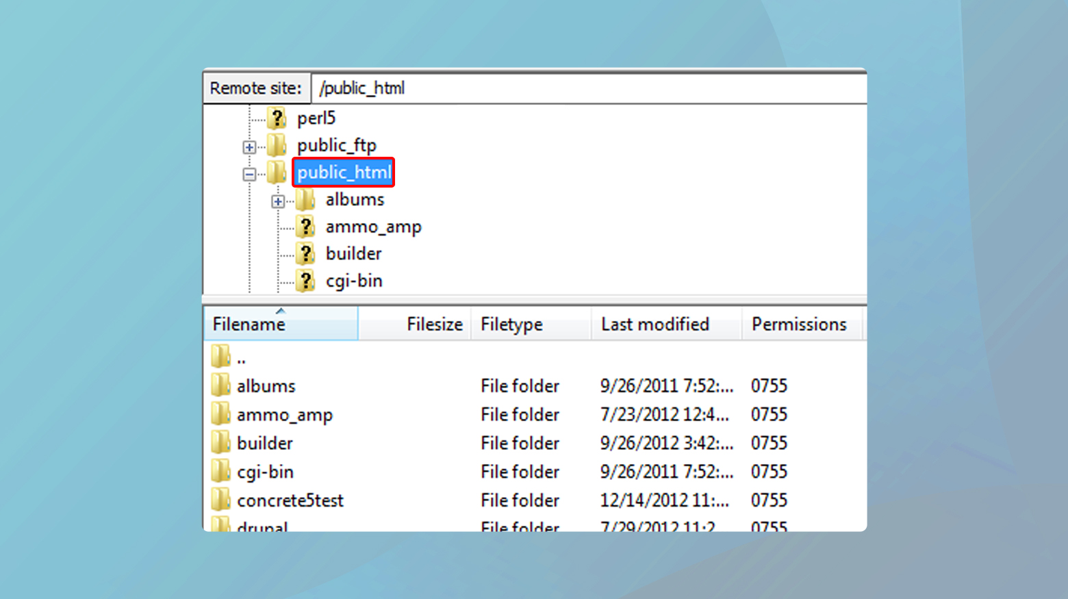 Public html in Filezilla