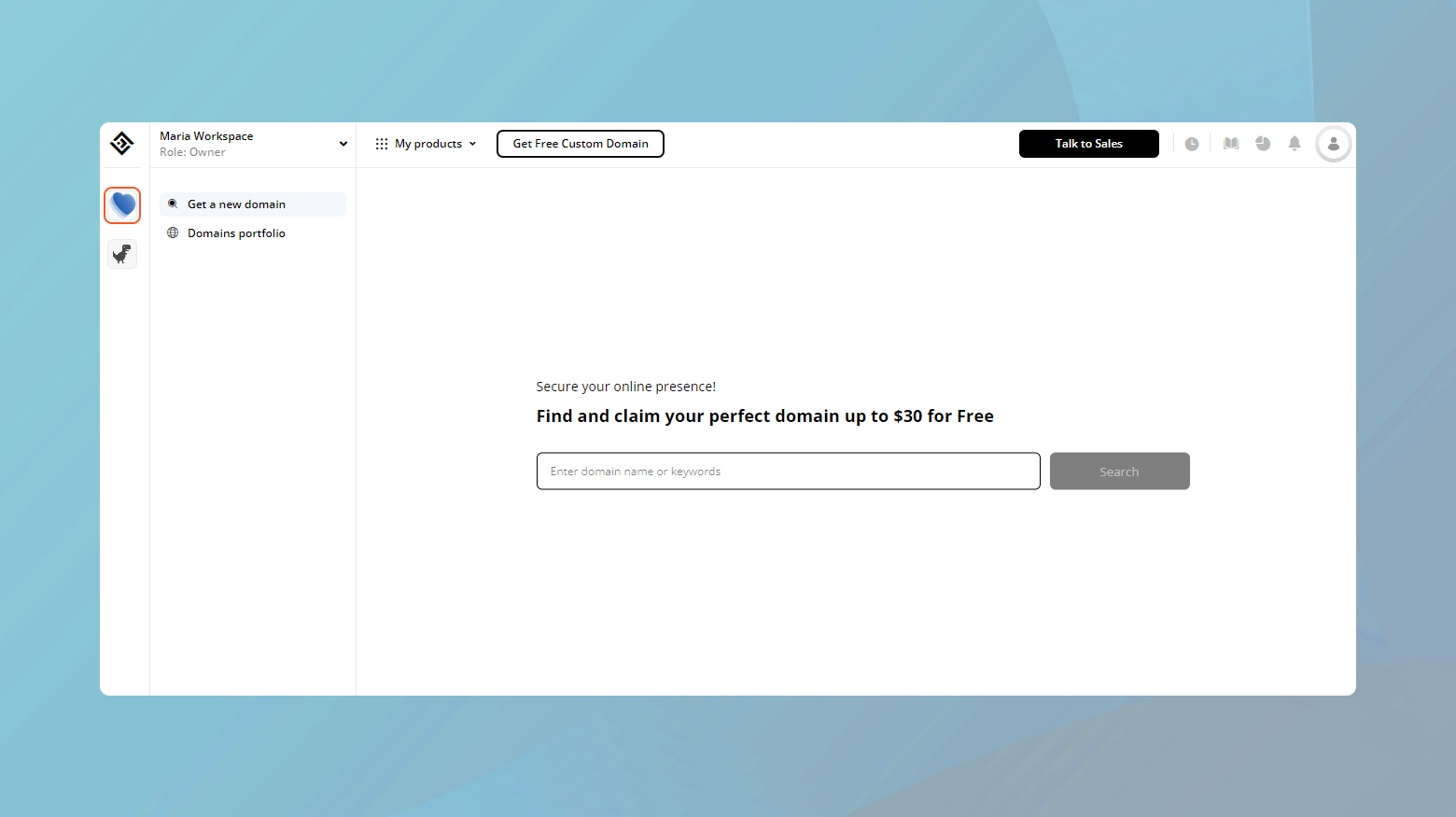 Purchasing a domain name from 10Web.