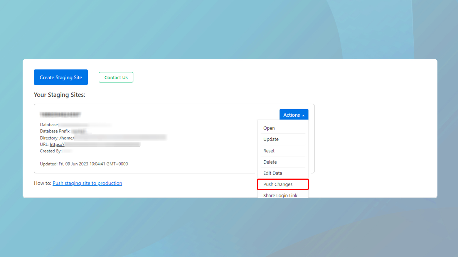 Pushing staging to live in WP Staging