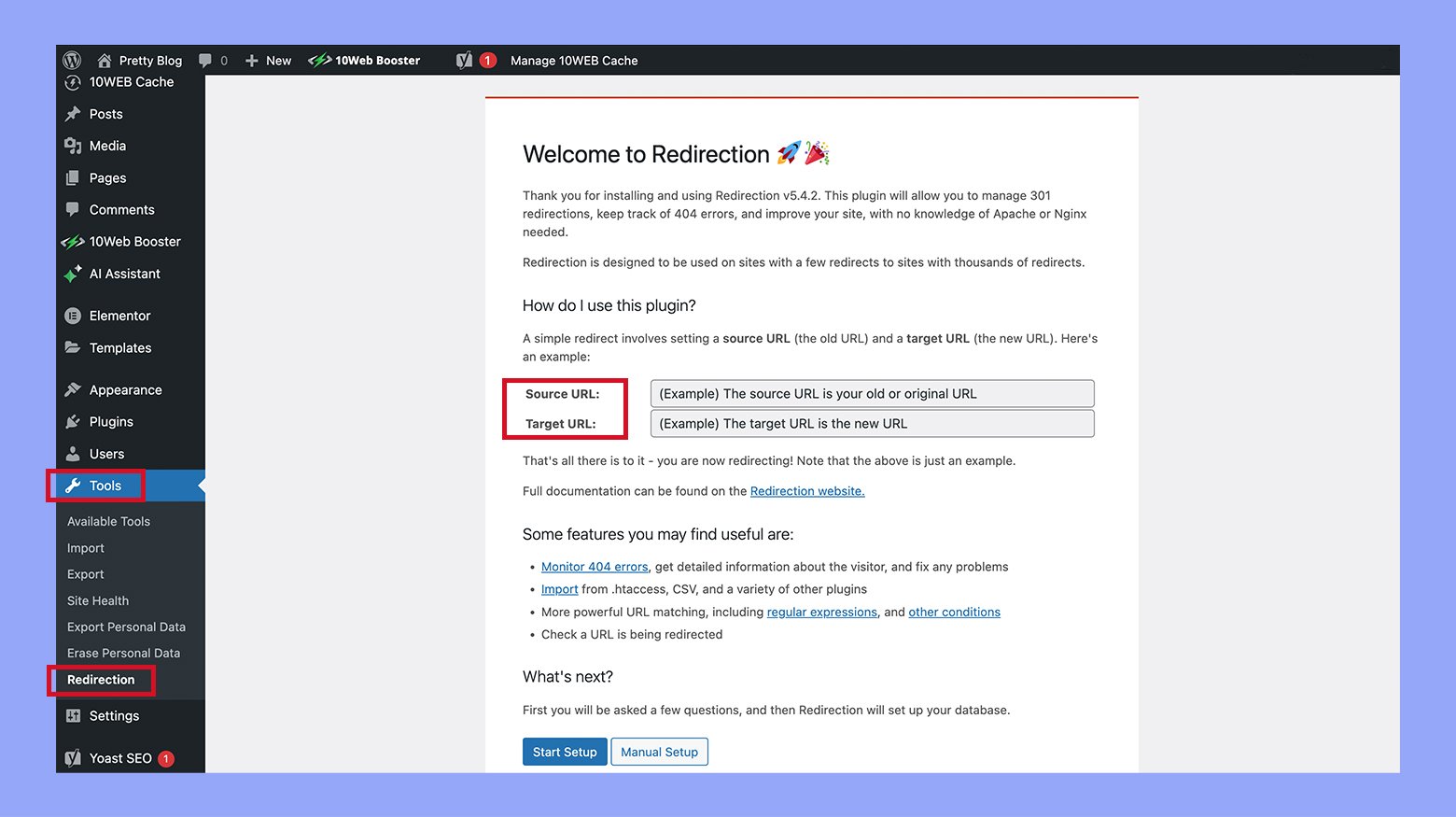 Setting up the Redirection plugin