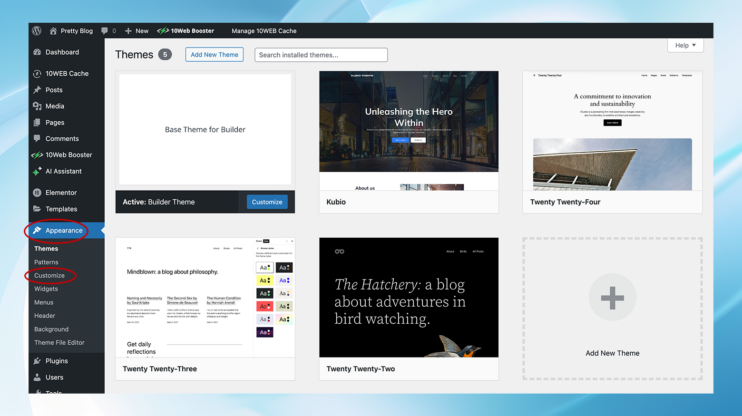 Usar el personalizador de WordPress