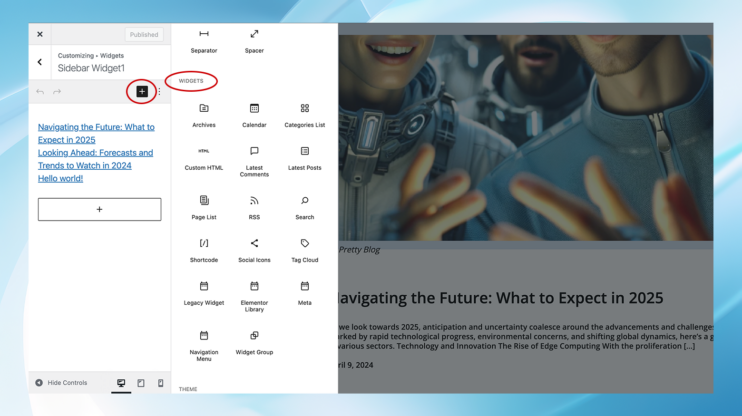 Utilizar el personalizador para añadir la barra lateral