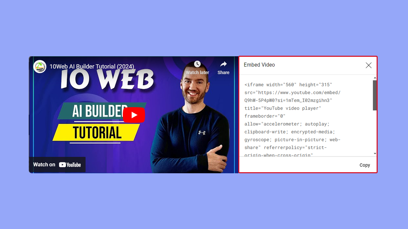 Id de incrustación de un vídeo de YouTube para incrustarlo en el Editor de bloques de WordPress.