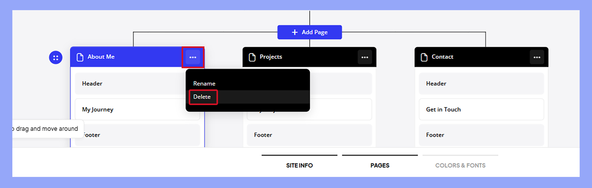 Removing unneeded pages and sections in the editor.