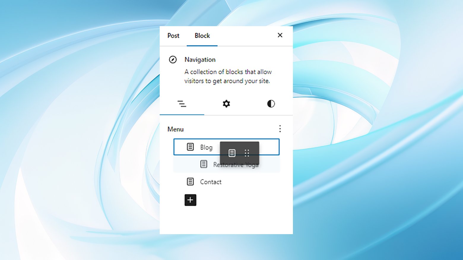 The navigation block's menu item's can be indented with sub-items to add a submenu.
