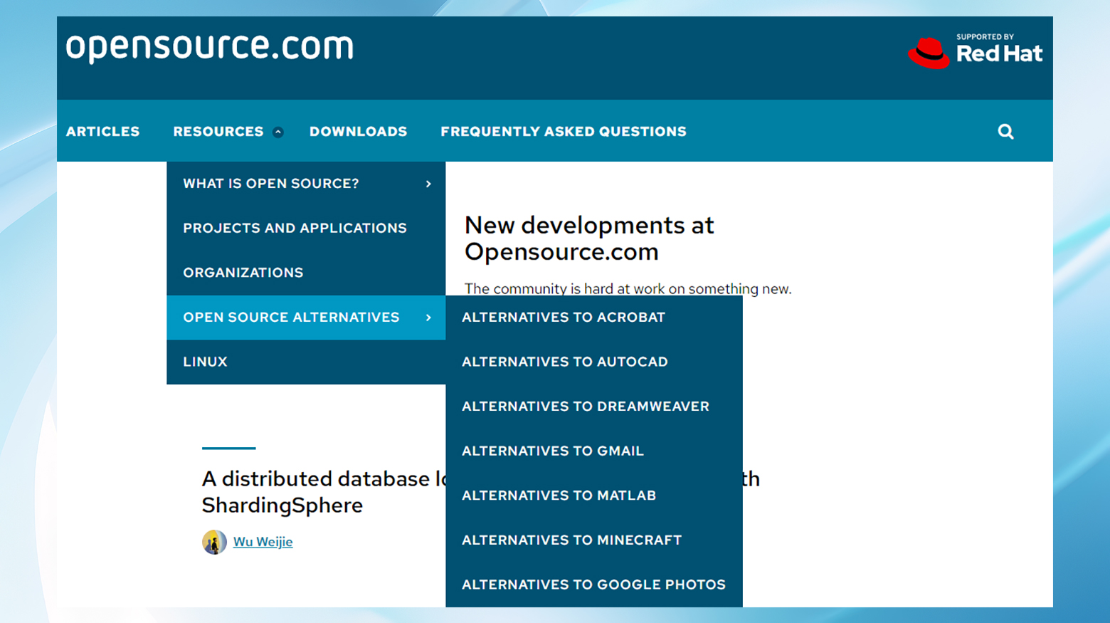 Opensource.com uses multilevel submenus to organize large amounts of information.