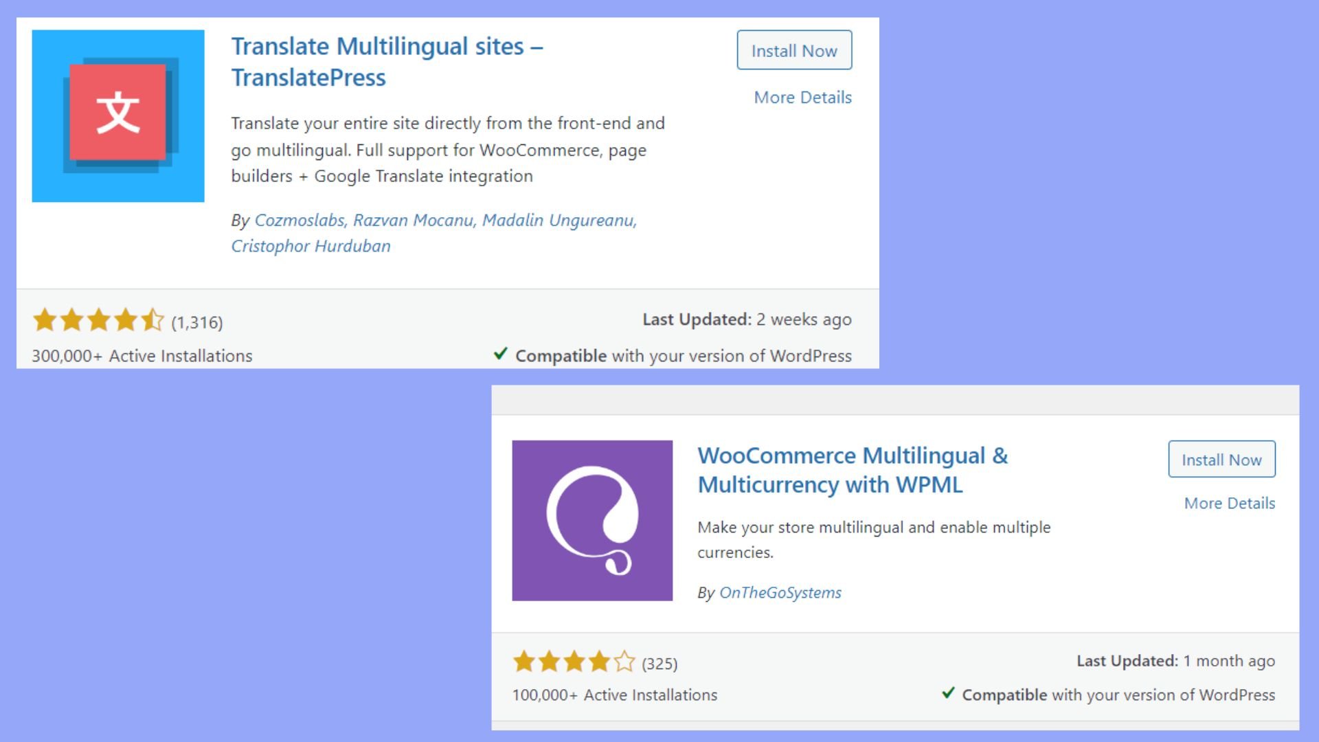 Elegir un plugin de WooCommerce para la traducción.