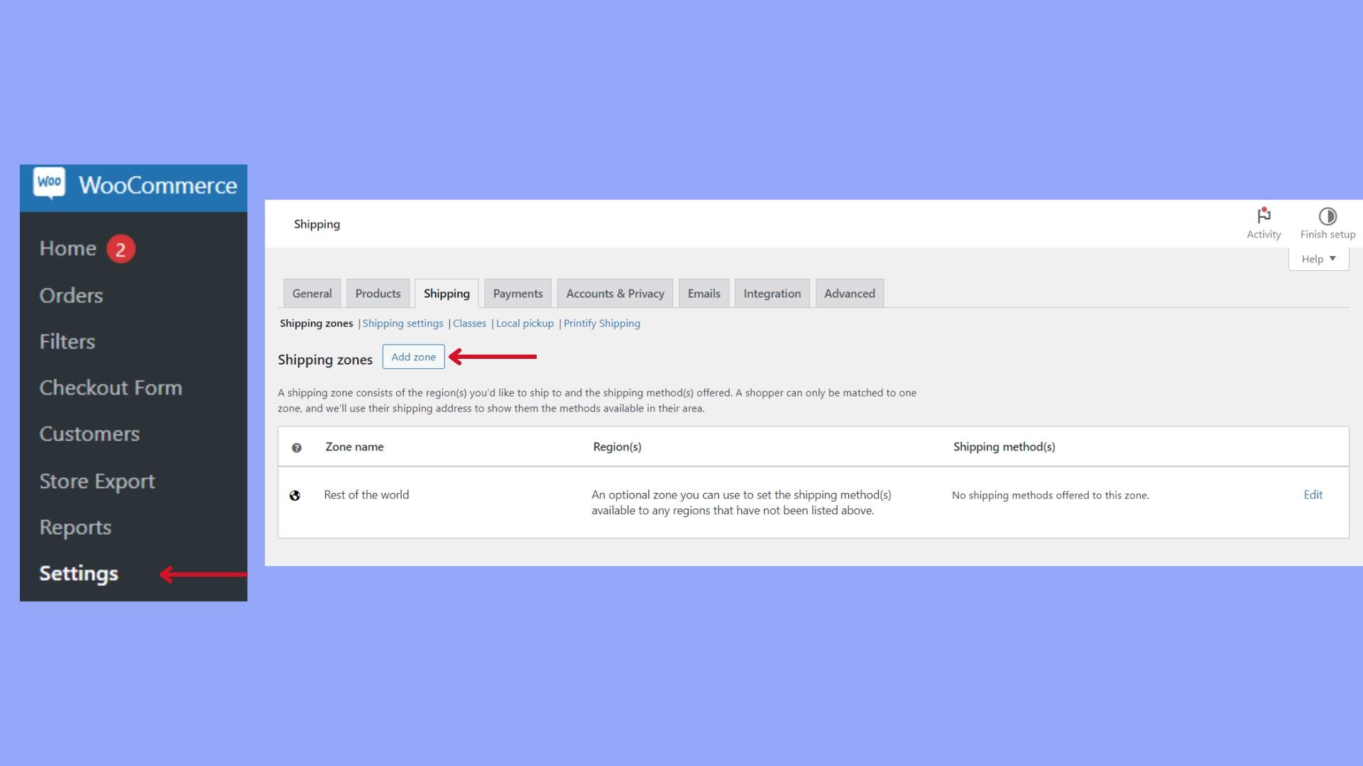 Adding a shipping zone in WooCommerce checkout