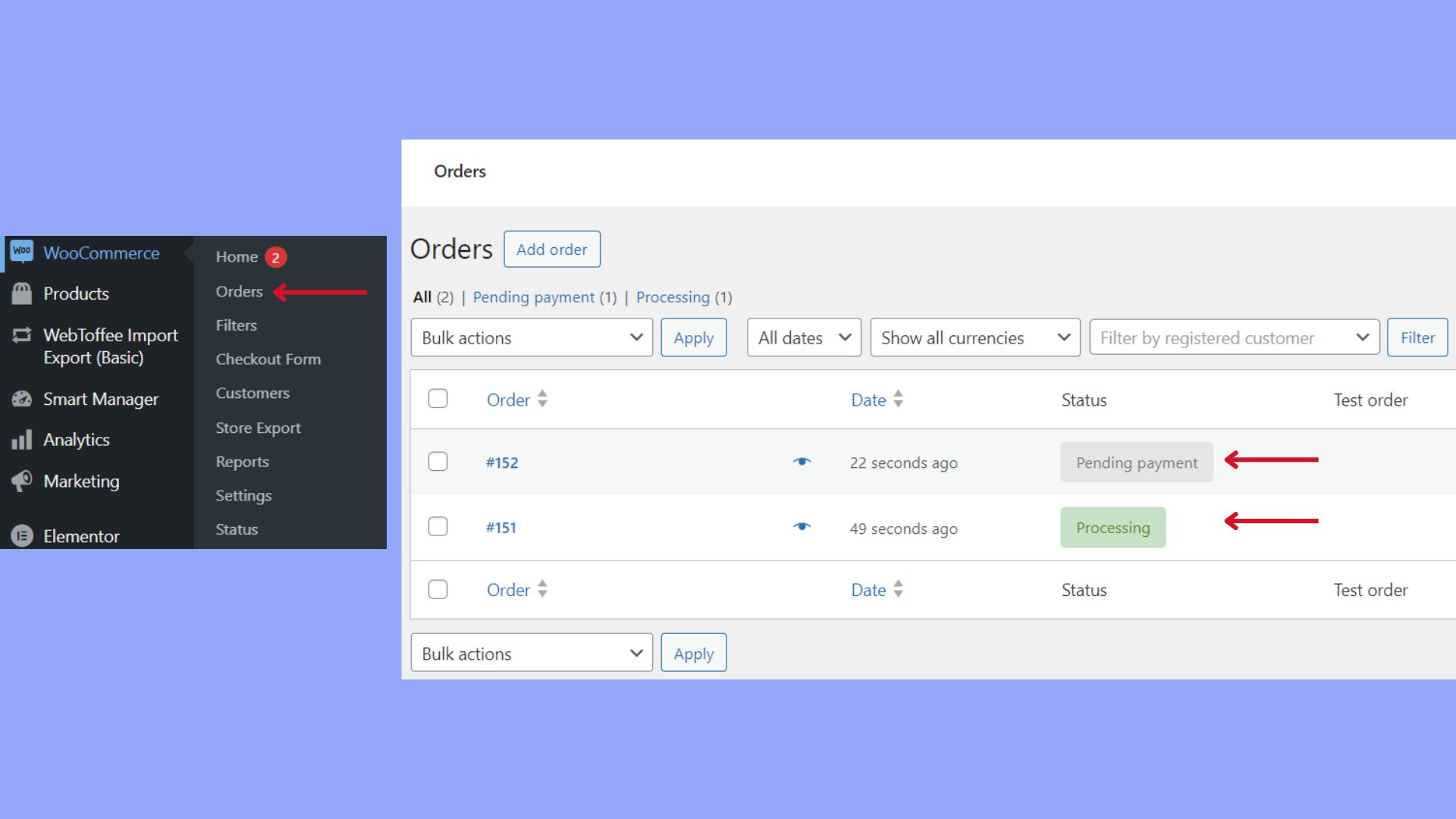 Acceder al estado de los pedidos desde el panel de control de WooCommerce