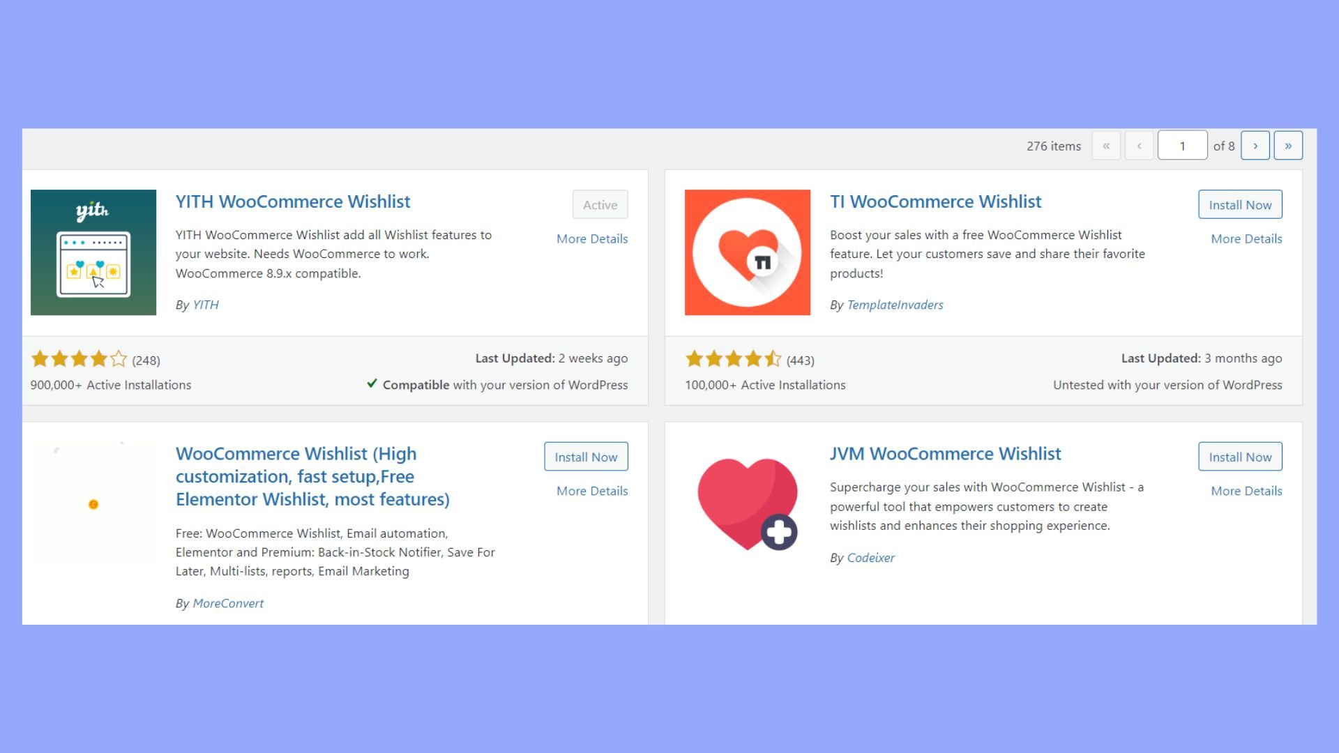 Seleccionar e instalar un plugin de lista de deseos