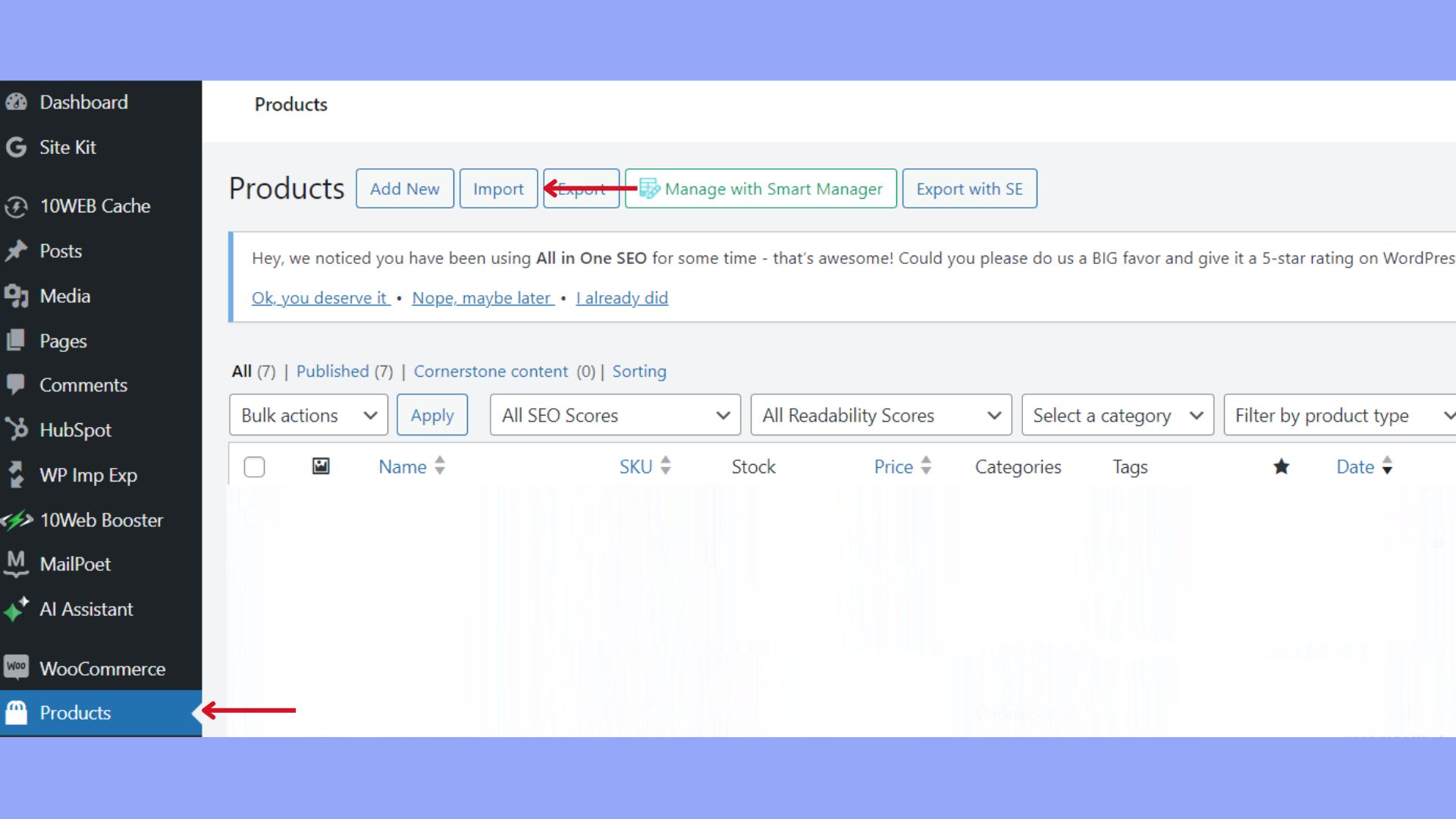 Import products to WooCommerce from the dashboard