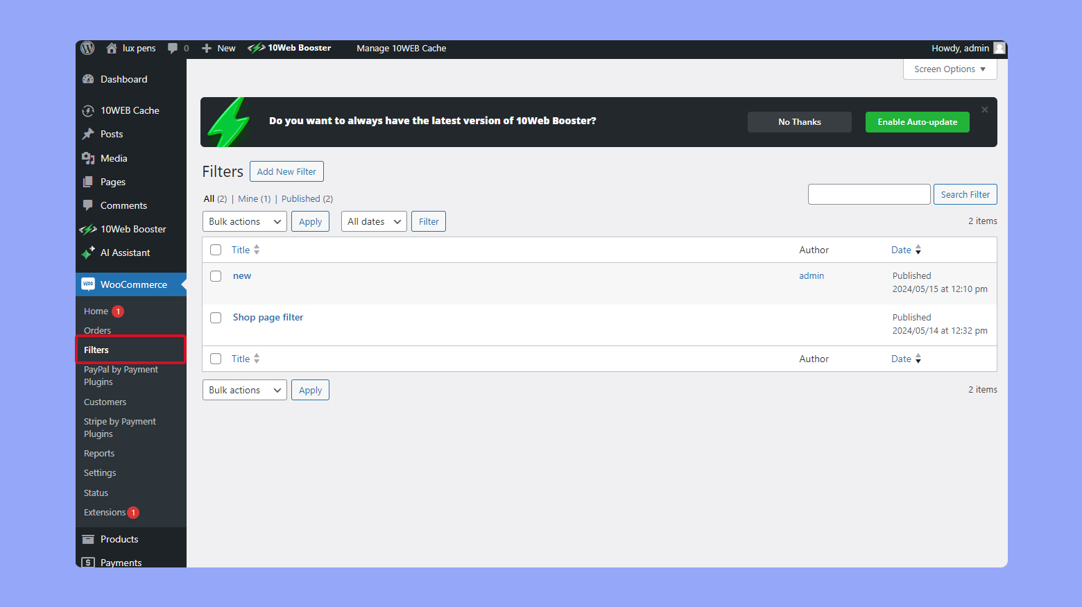 10Web WooCommerce product filter
