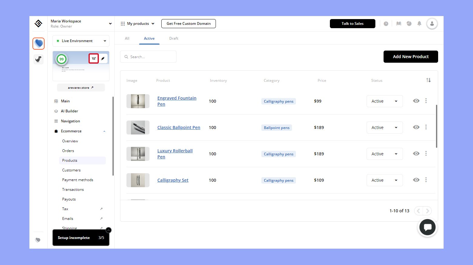 10Web dashboard one click access to the WordPress admin dashboard