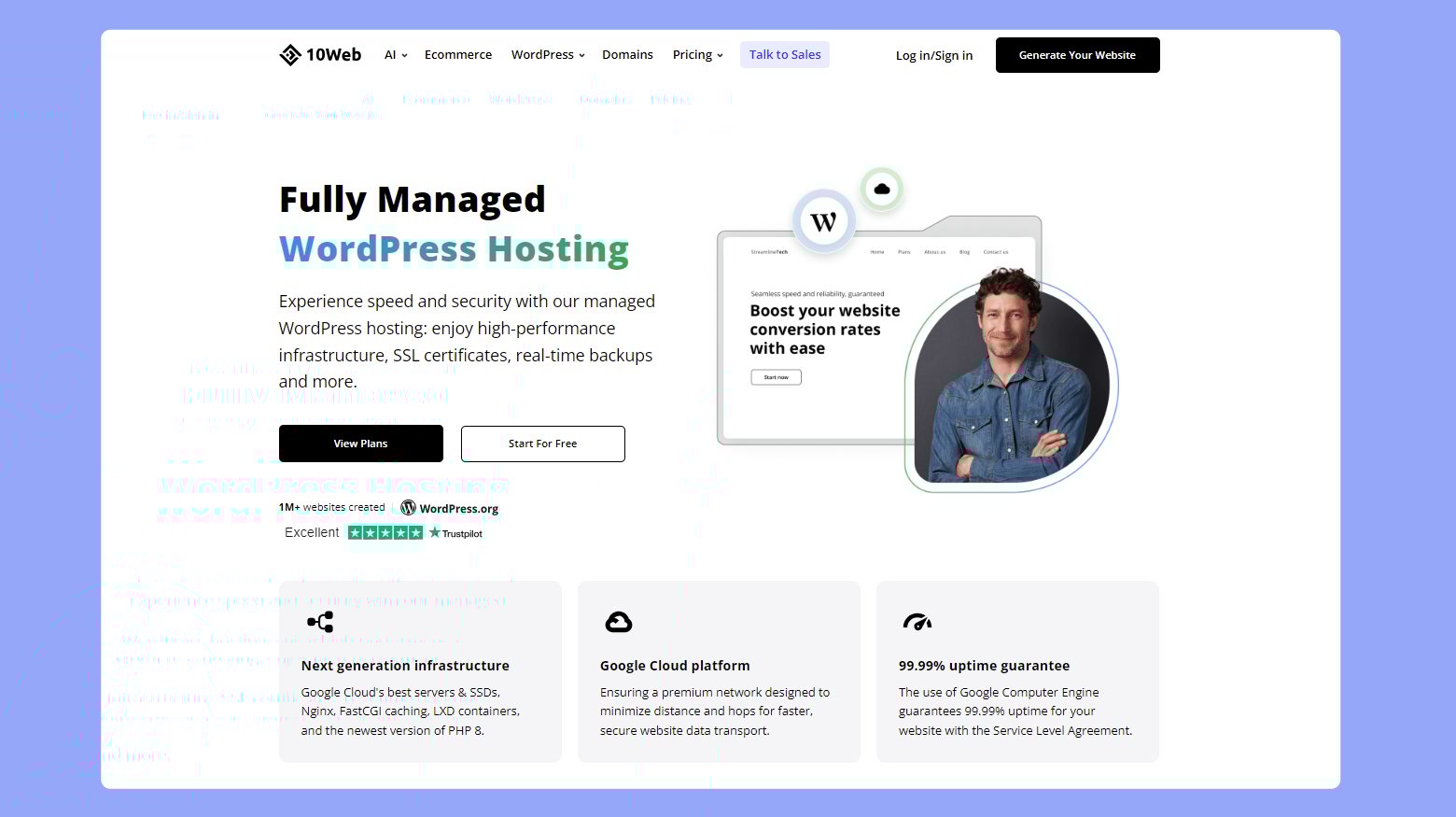 10Web alojamiento gestionado de WordPress