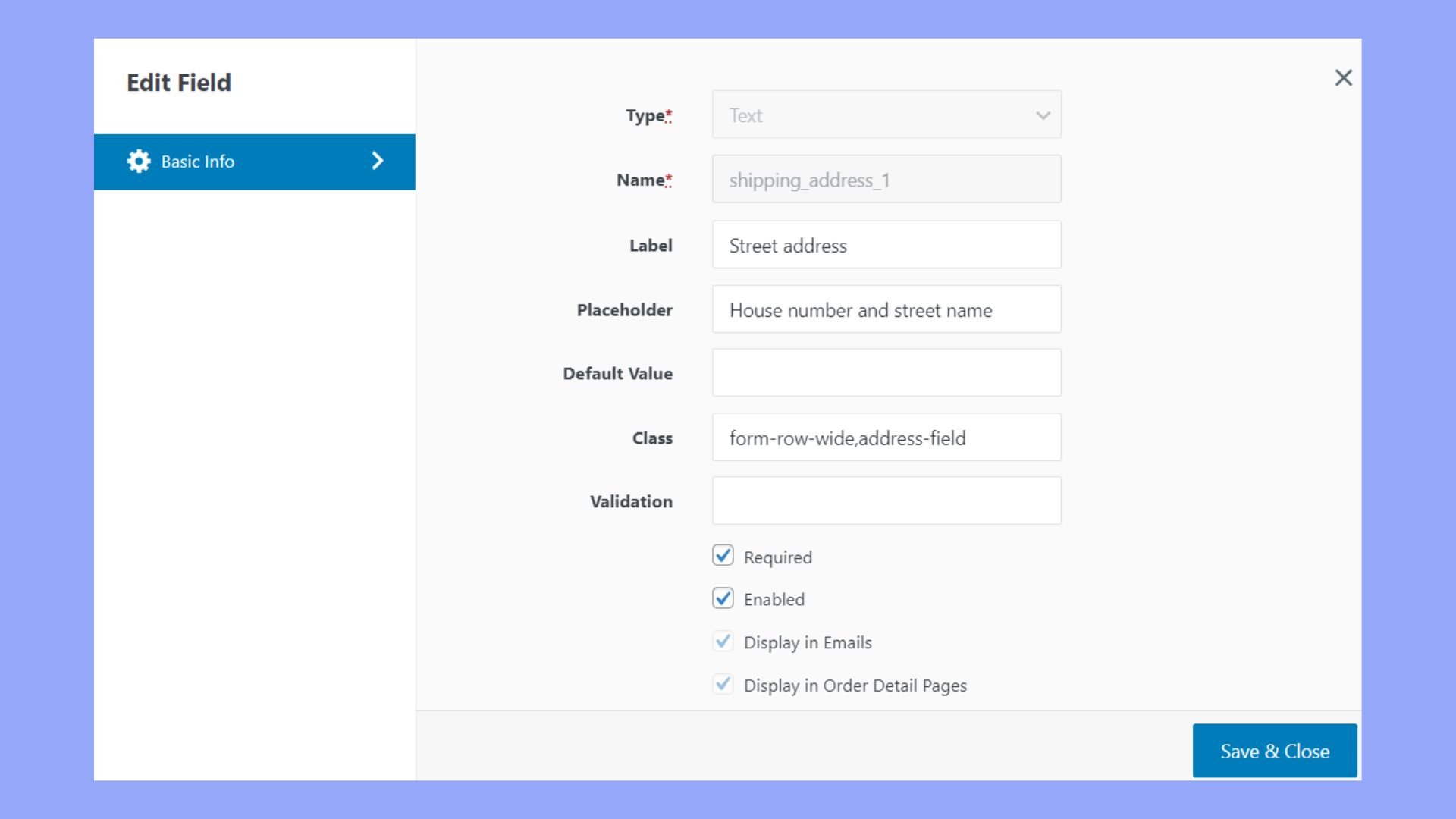 Customize the shipping details
