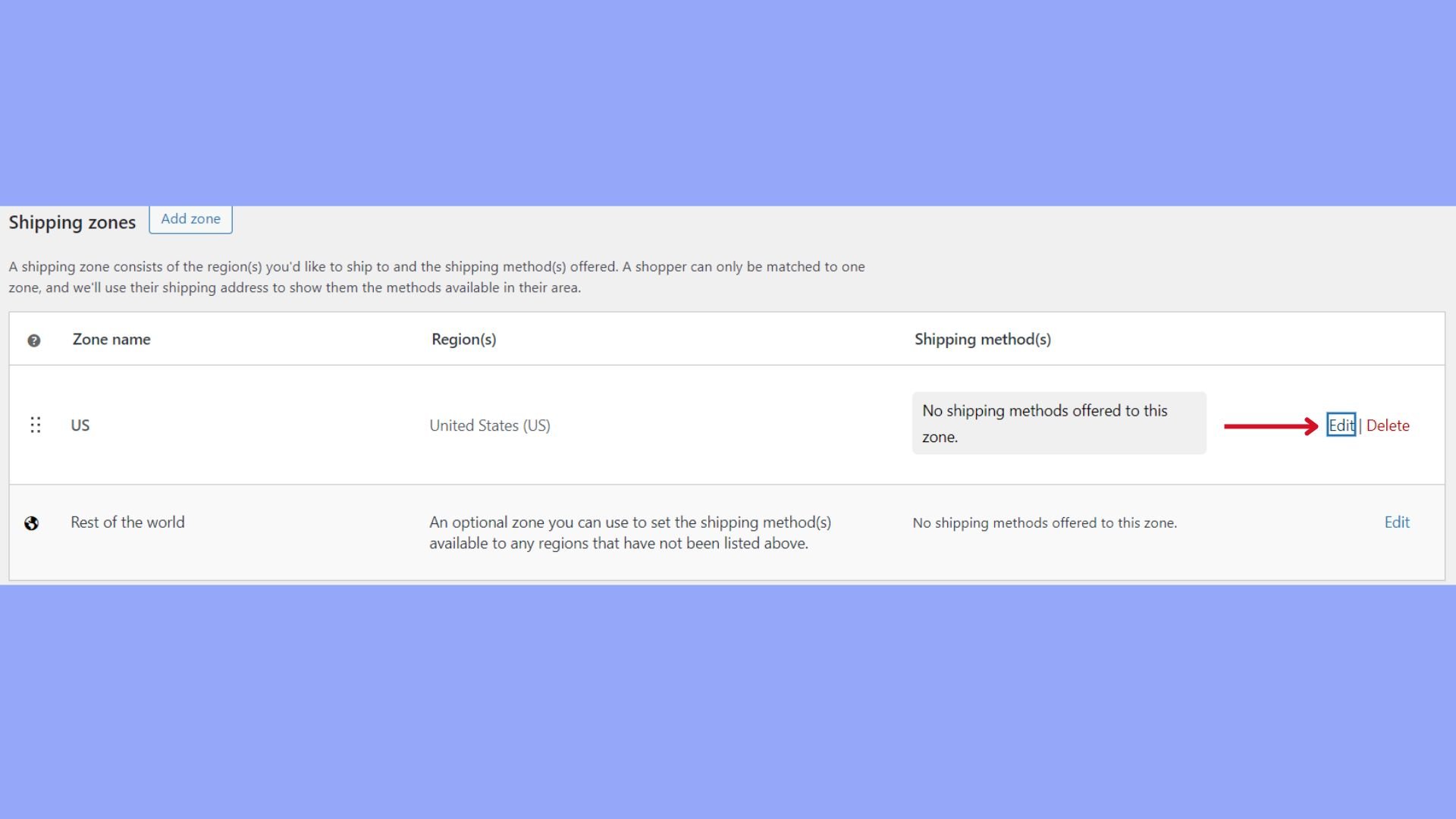 Editar la zona de envío en WooCommerce