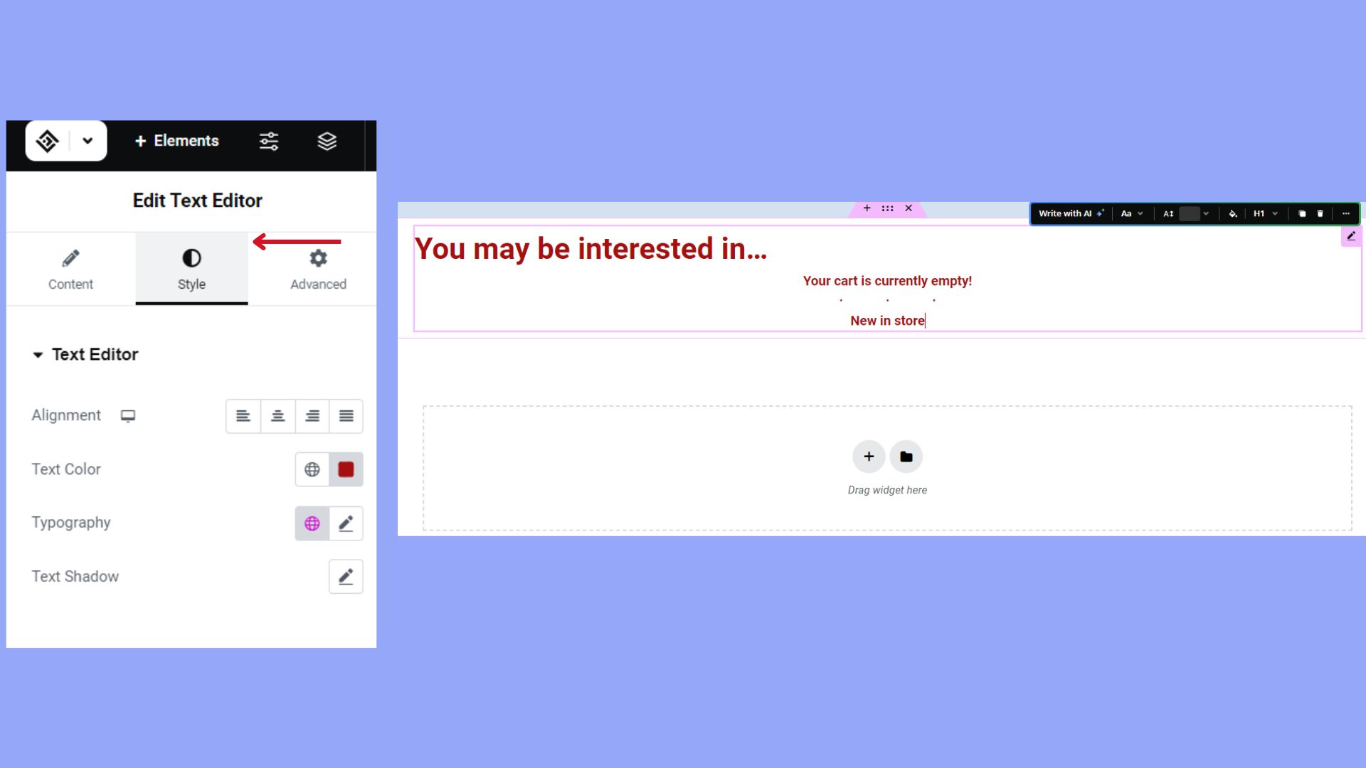 Customizing colors and fonts through the 10Web Builder.