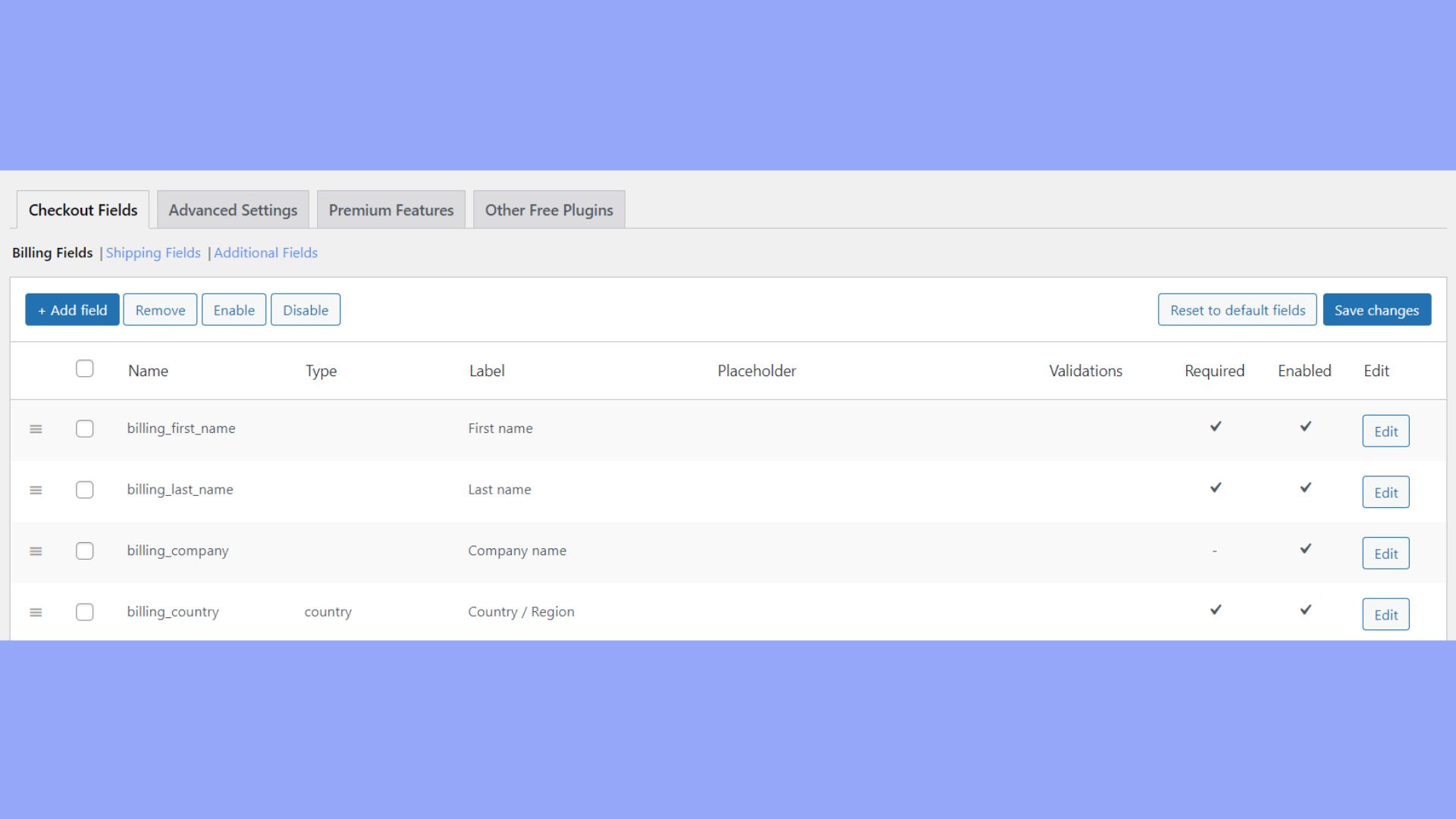 Modificar campos con el editor de campos de pago de WooCommerce
