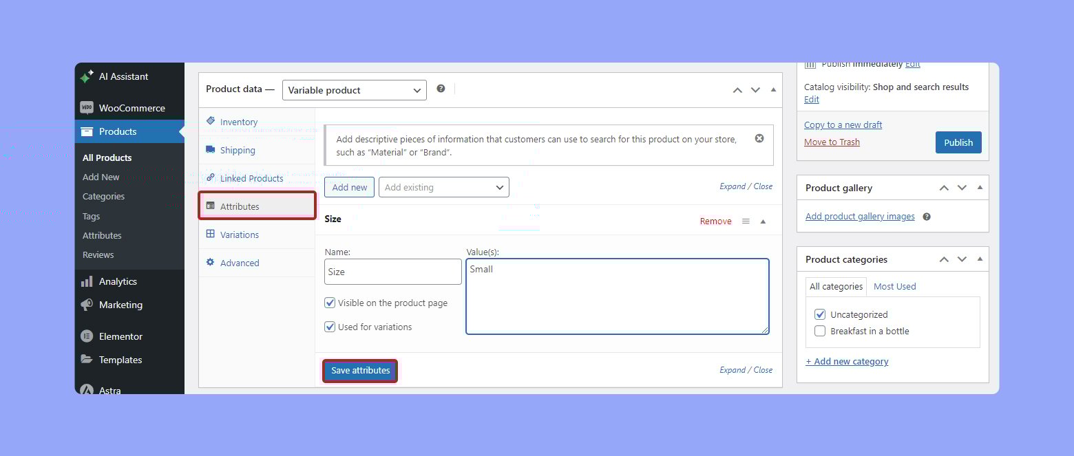 Añadir atributos para productos variables en WooCommerce
