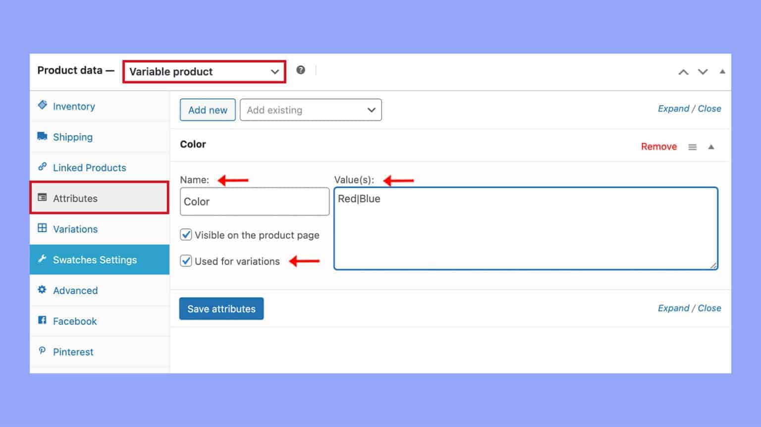 Variation Setting How to Add Color Variation in WooCommerce - 10Web