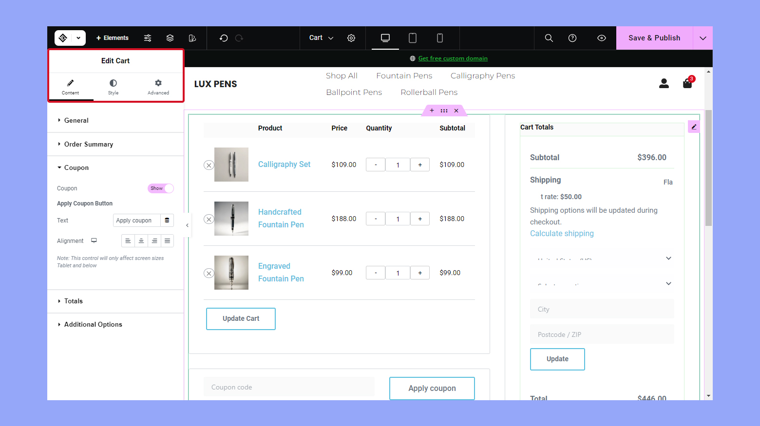Haz clic en las secciones para editar el contenido y los estilos