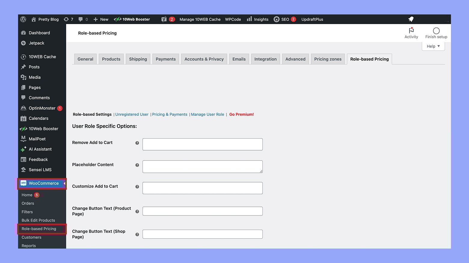 Configurar el plugin de precios basados en roles
