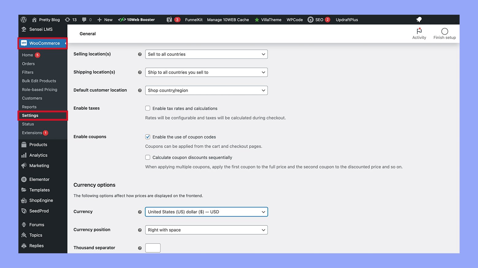 Configurar los ajustes de WooCommerce