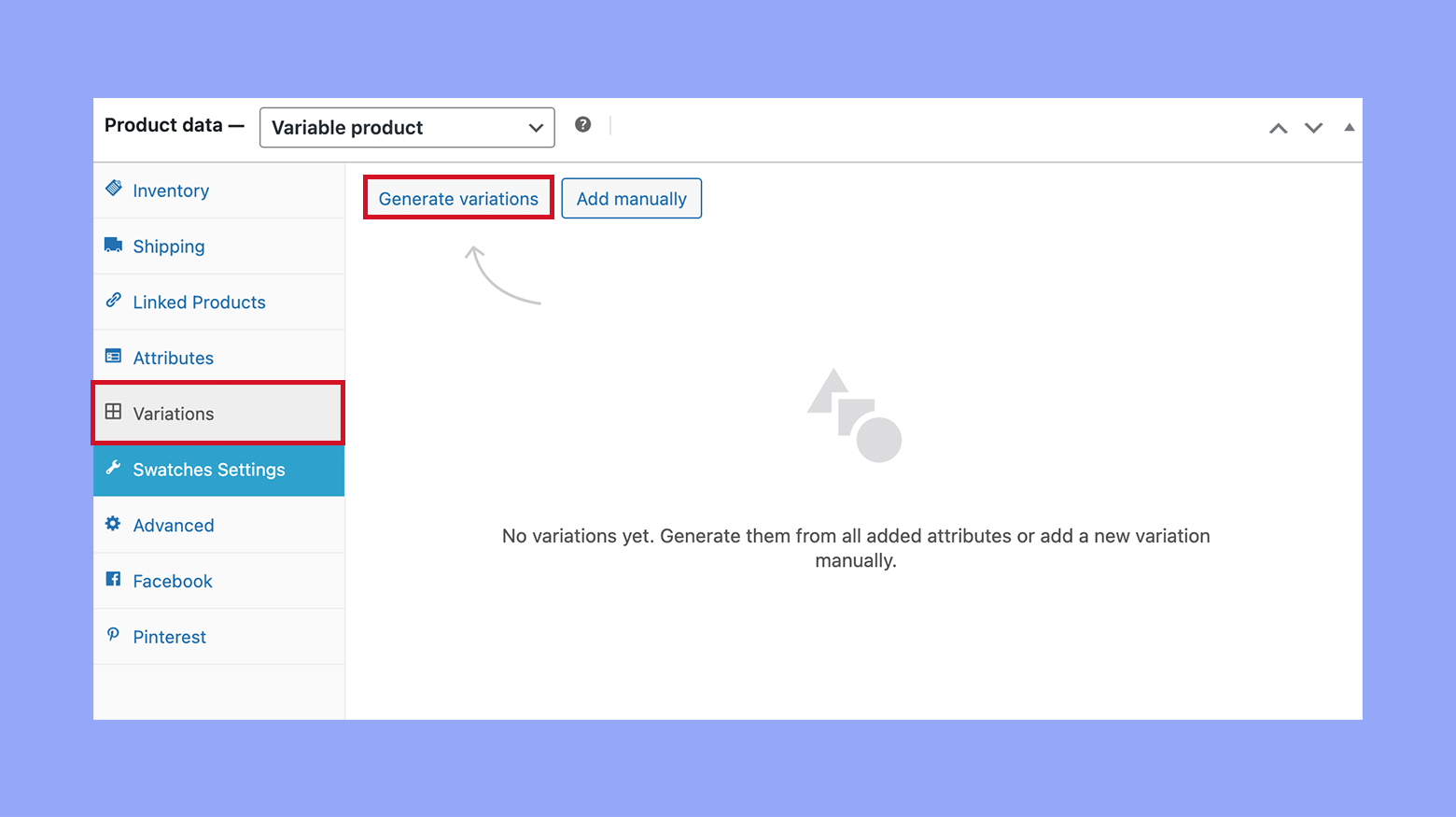Generating variations in WooCommerce