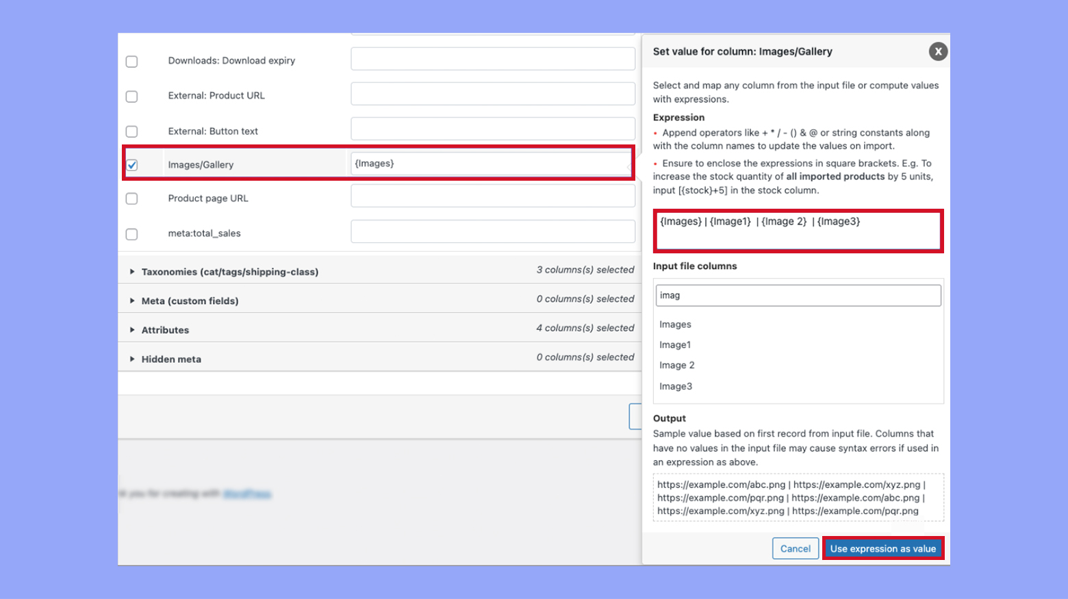 Importar imágenes de productos desde varias columnas CSV
