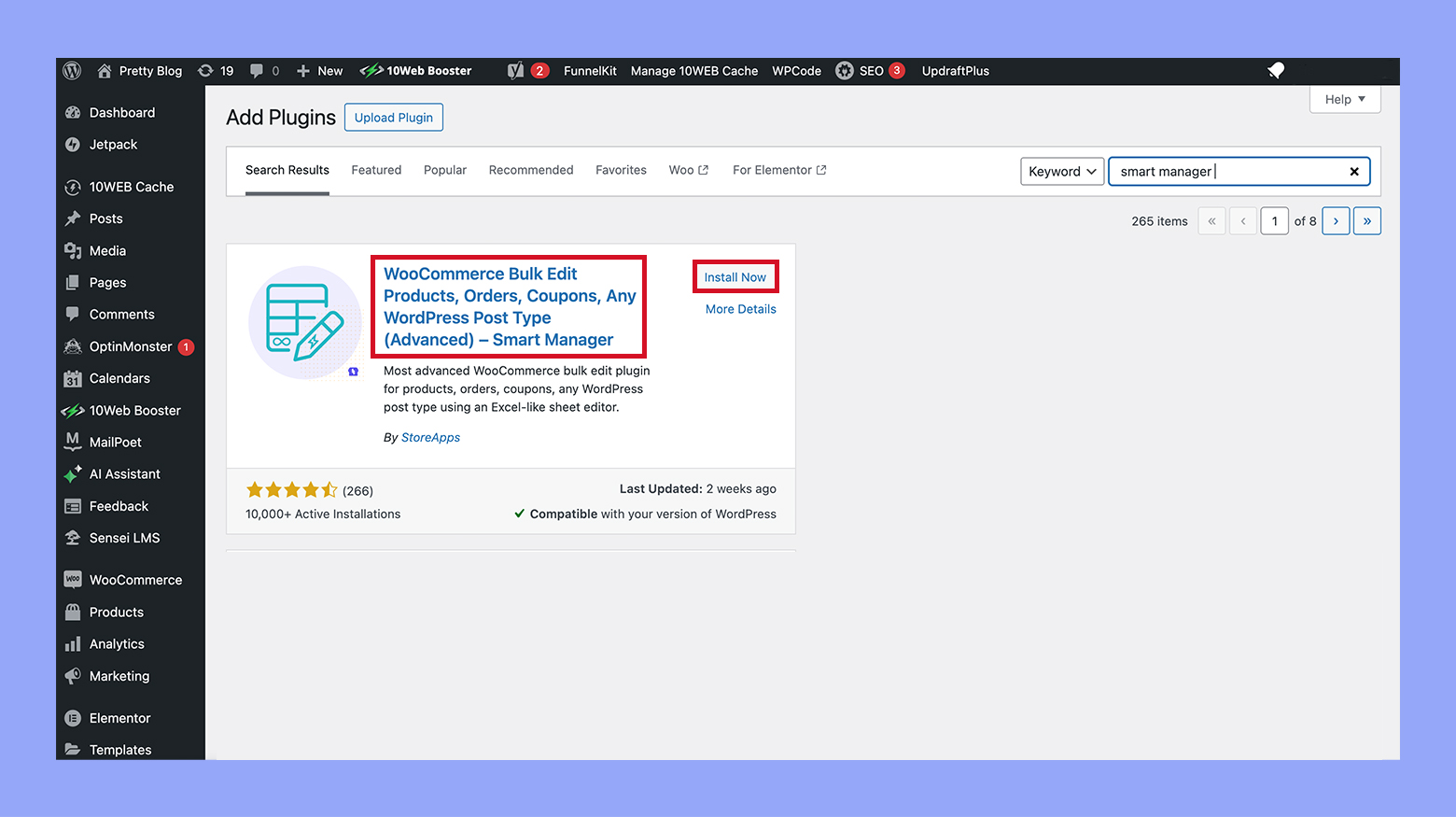 Installing WooCommerce smart manager plugin