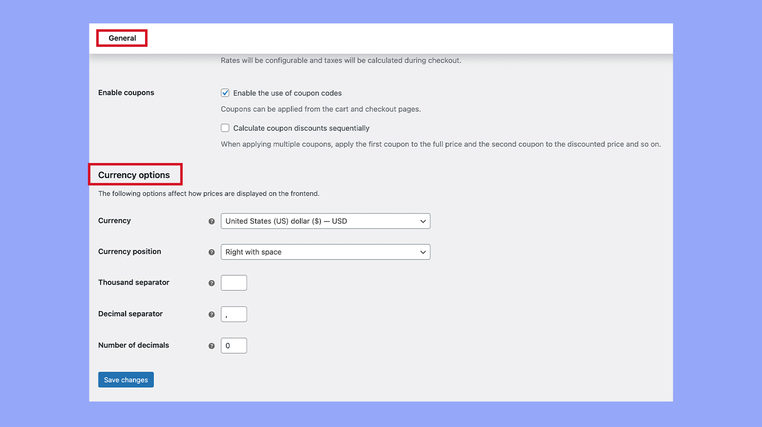 Locating the currency options in WooCommerce