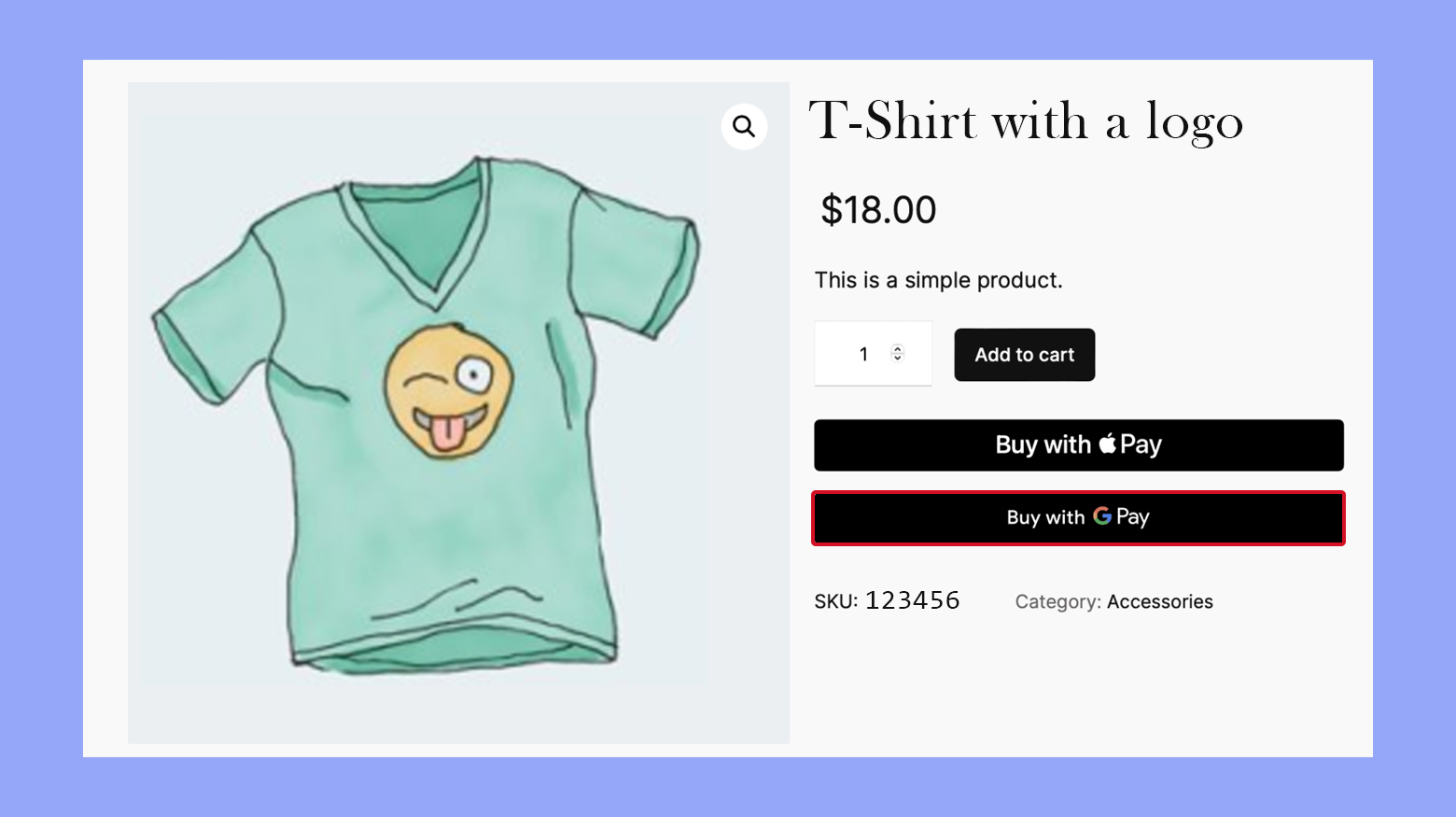 Asegúrate de que el botón de Google Pay aparece en la parte frontal durante el pago