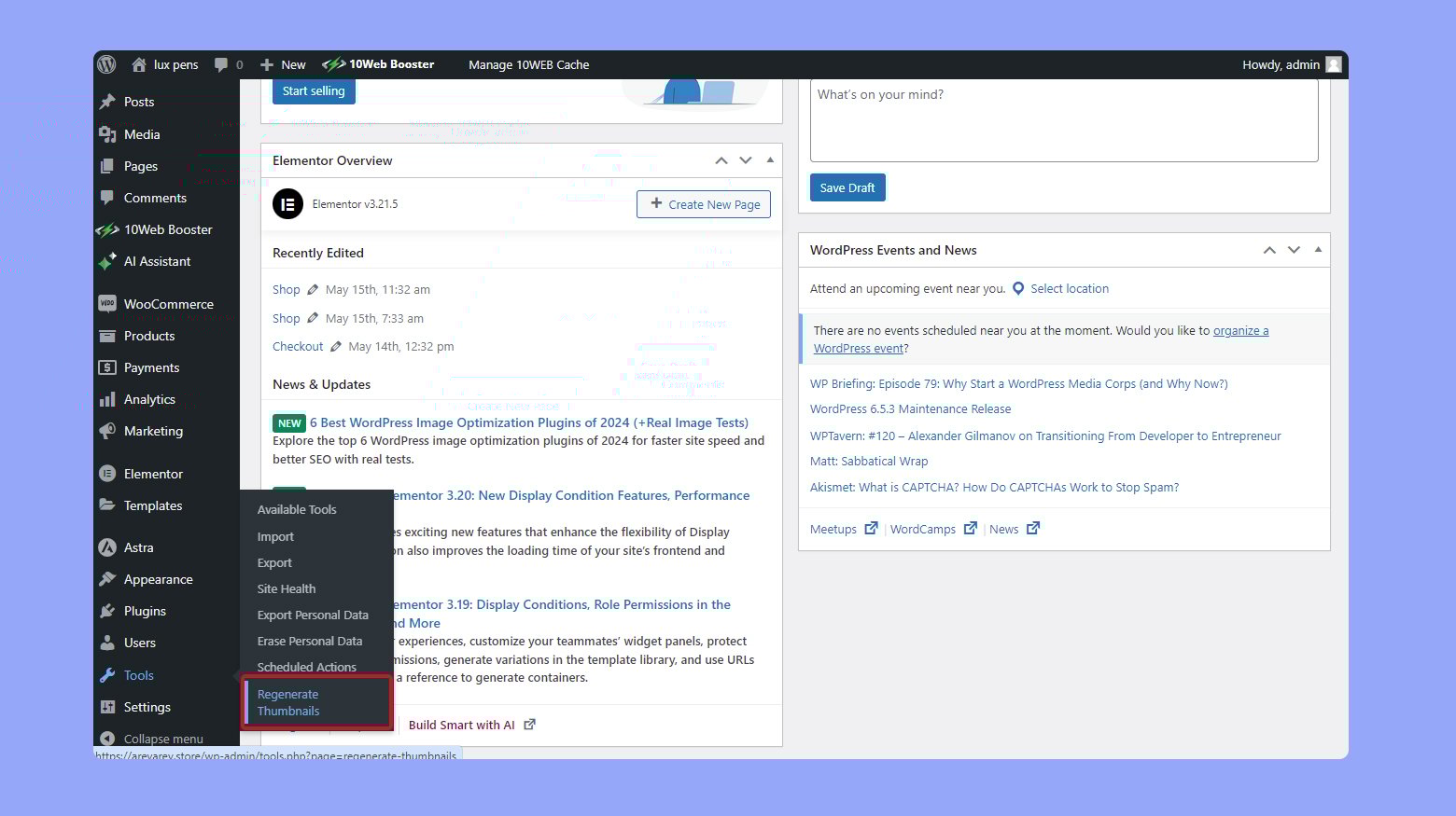Regenerating thumbnails in WordPress