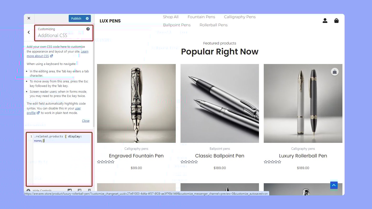 Removing related products using additional CSS