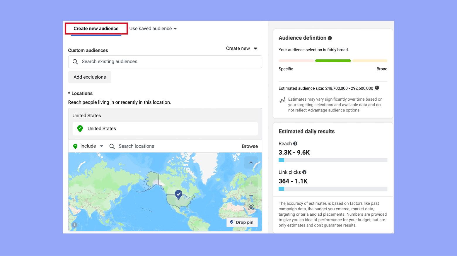 Configurar el público en el administrador de anuncios de Facebook