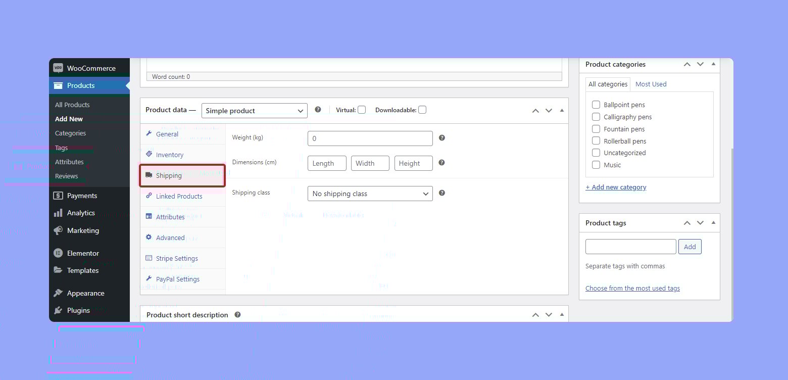 Configurar el envío en la sección de datos del producto en WooCommerce