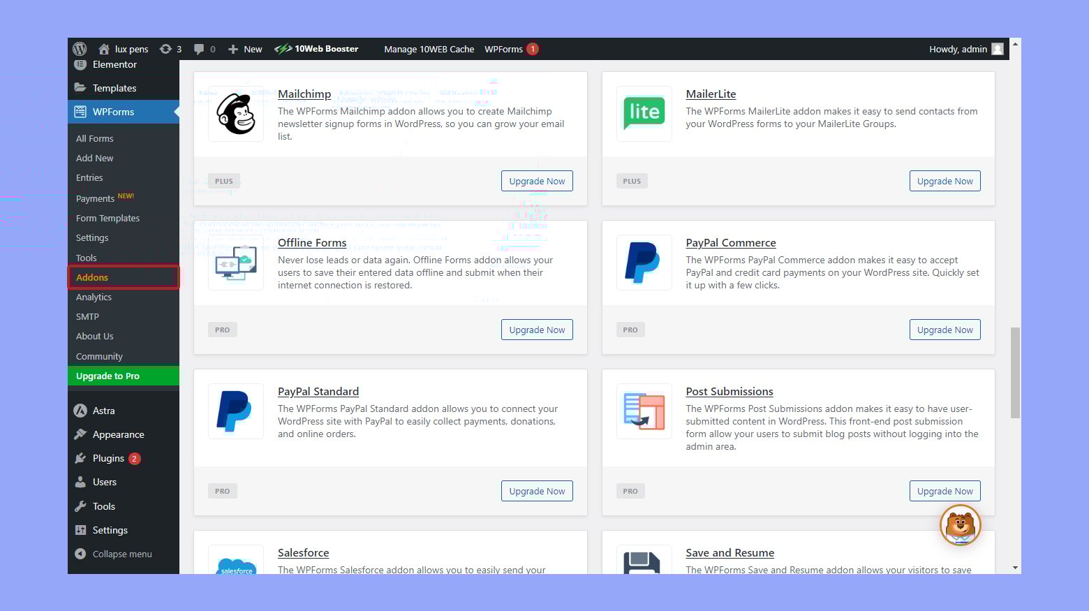 Using and configuring addons in WPForms