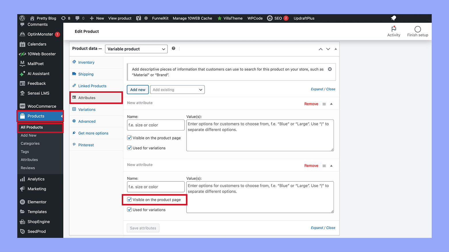 Using the Additional information tab