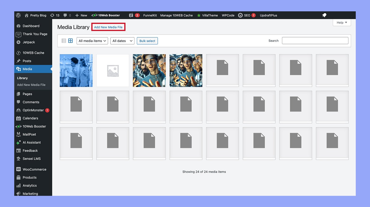 Utilizar la biblioteca multimedia para añadir una imagen de producto en WooCommerce
