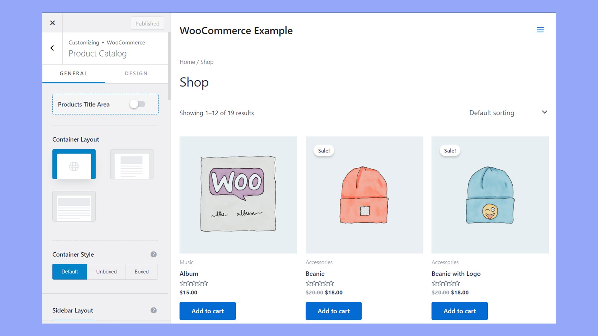 Cómo configurar la página de la tienda WooCommerce utilizando las opciones del Personalizador del tema Astra.