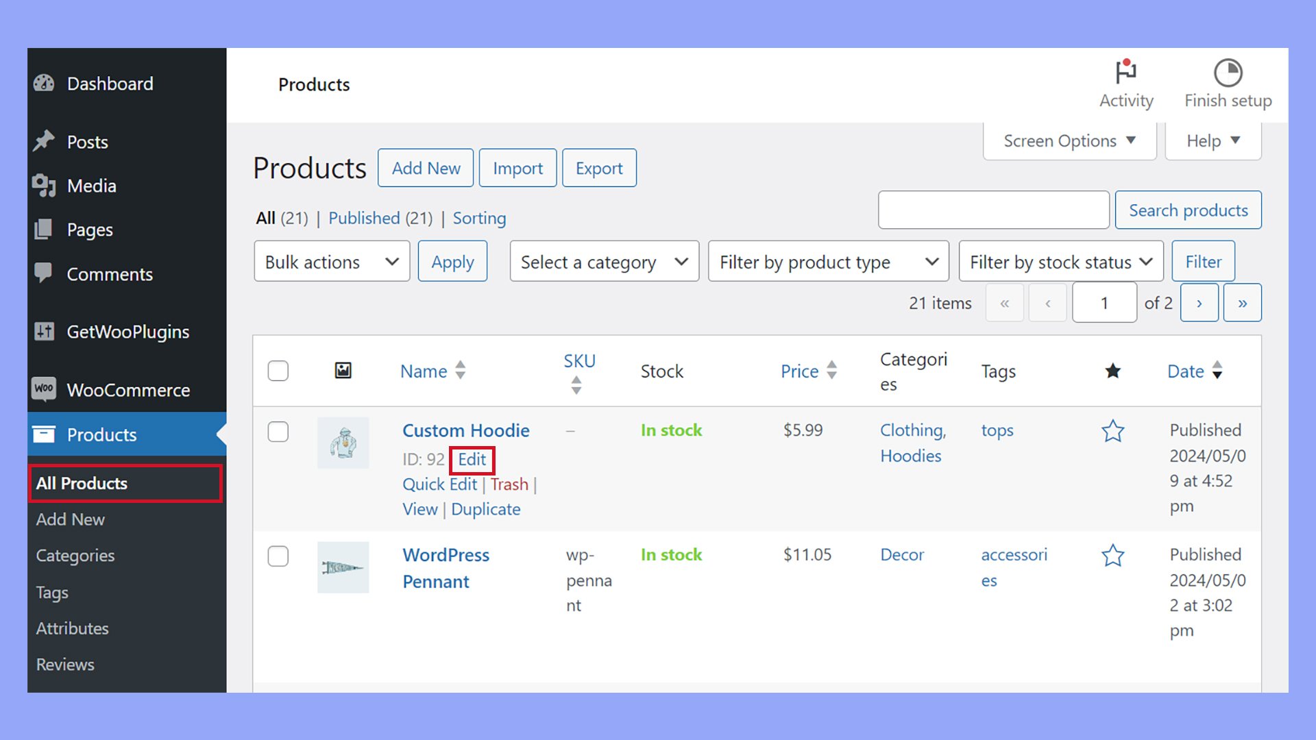 How to change related products in WooCommerce by editing the product categories and tags.