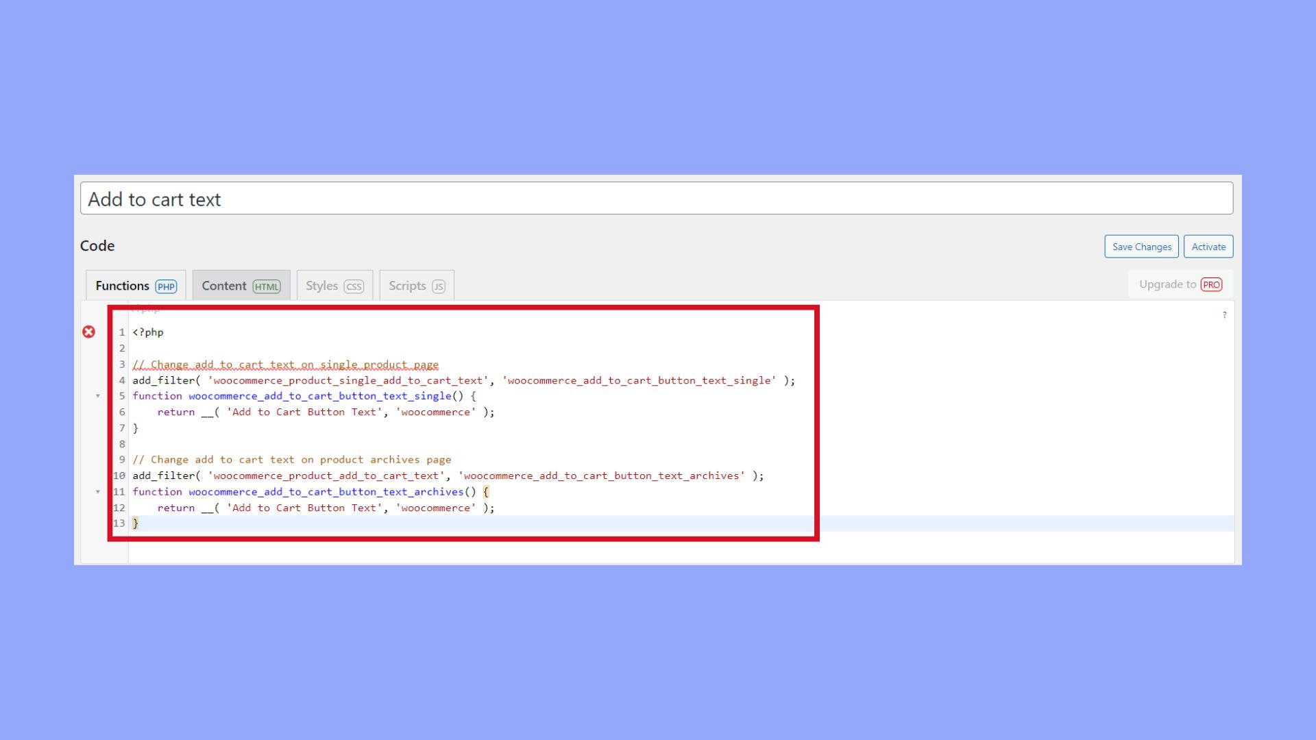 how to change add to cart button text in woocommerce